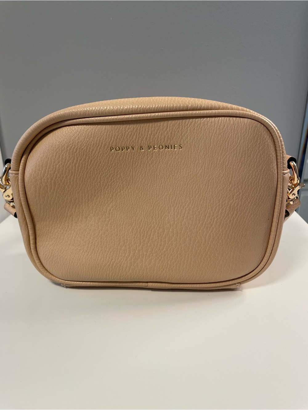 Poppy & Peonies Nude Pebbled Leather Crossbody